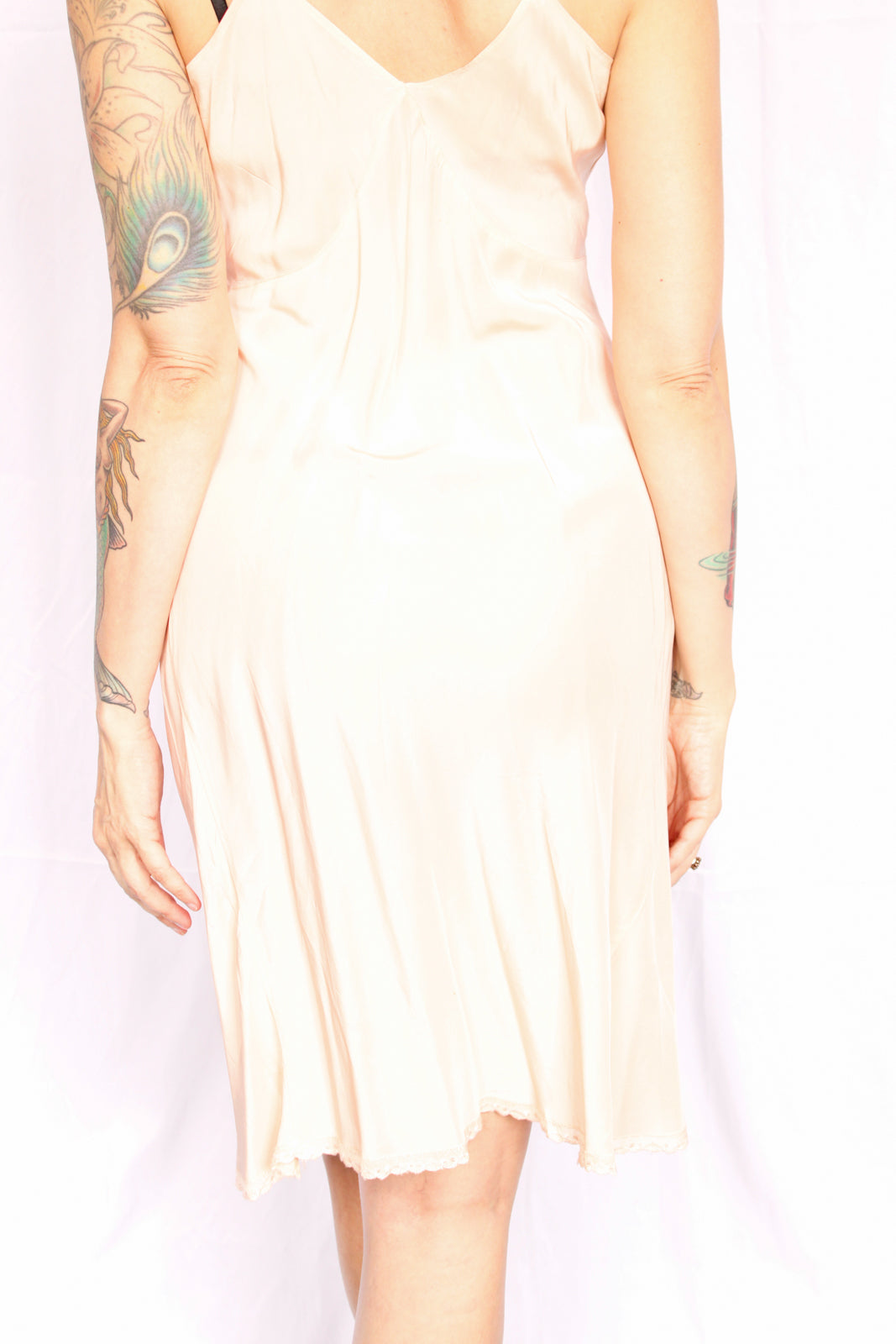 1940s Champagne Pink Rayon Slip - Medium