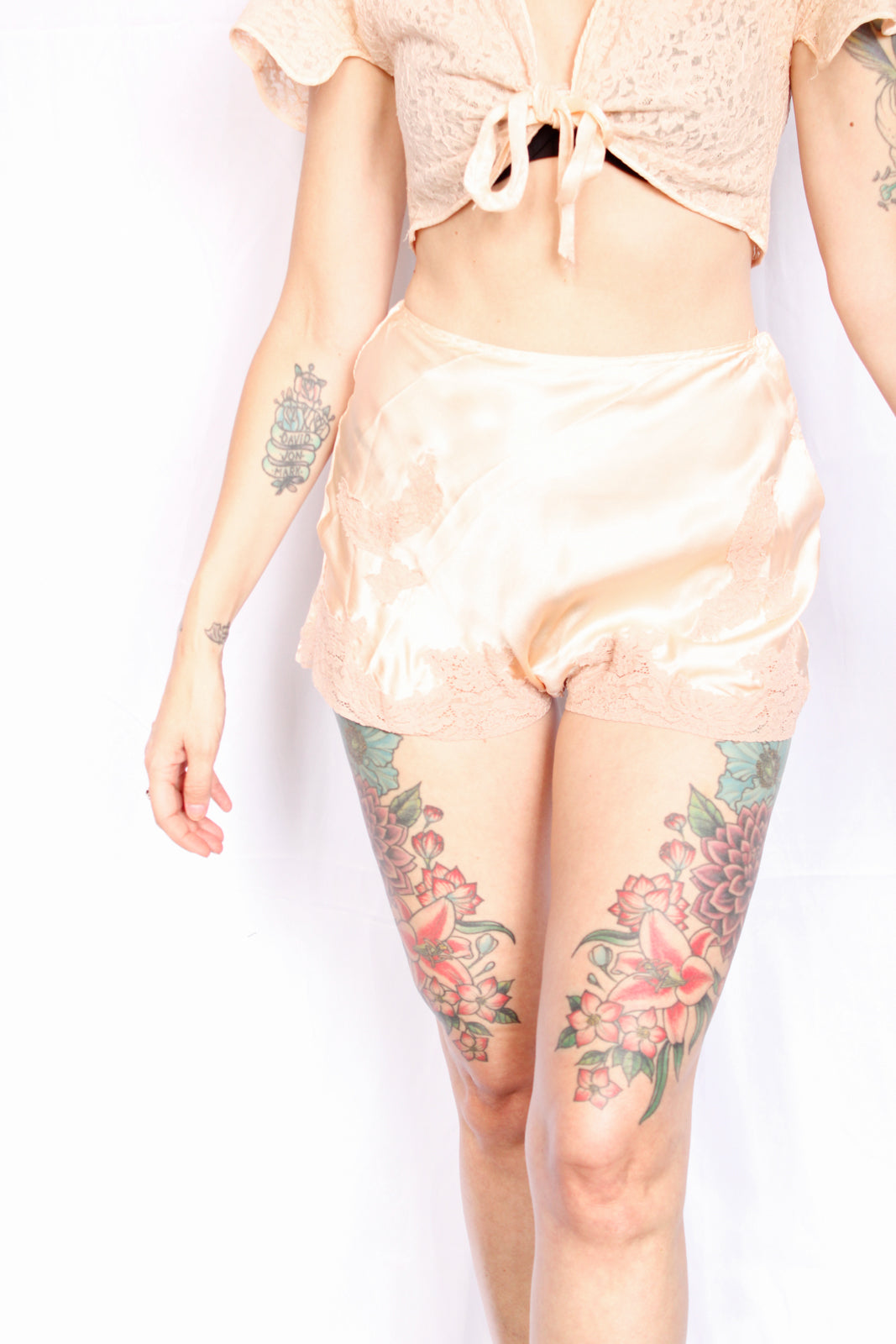 1930s Silk & Lace Tap Shorts - 26"