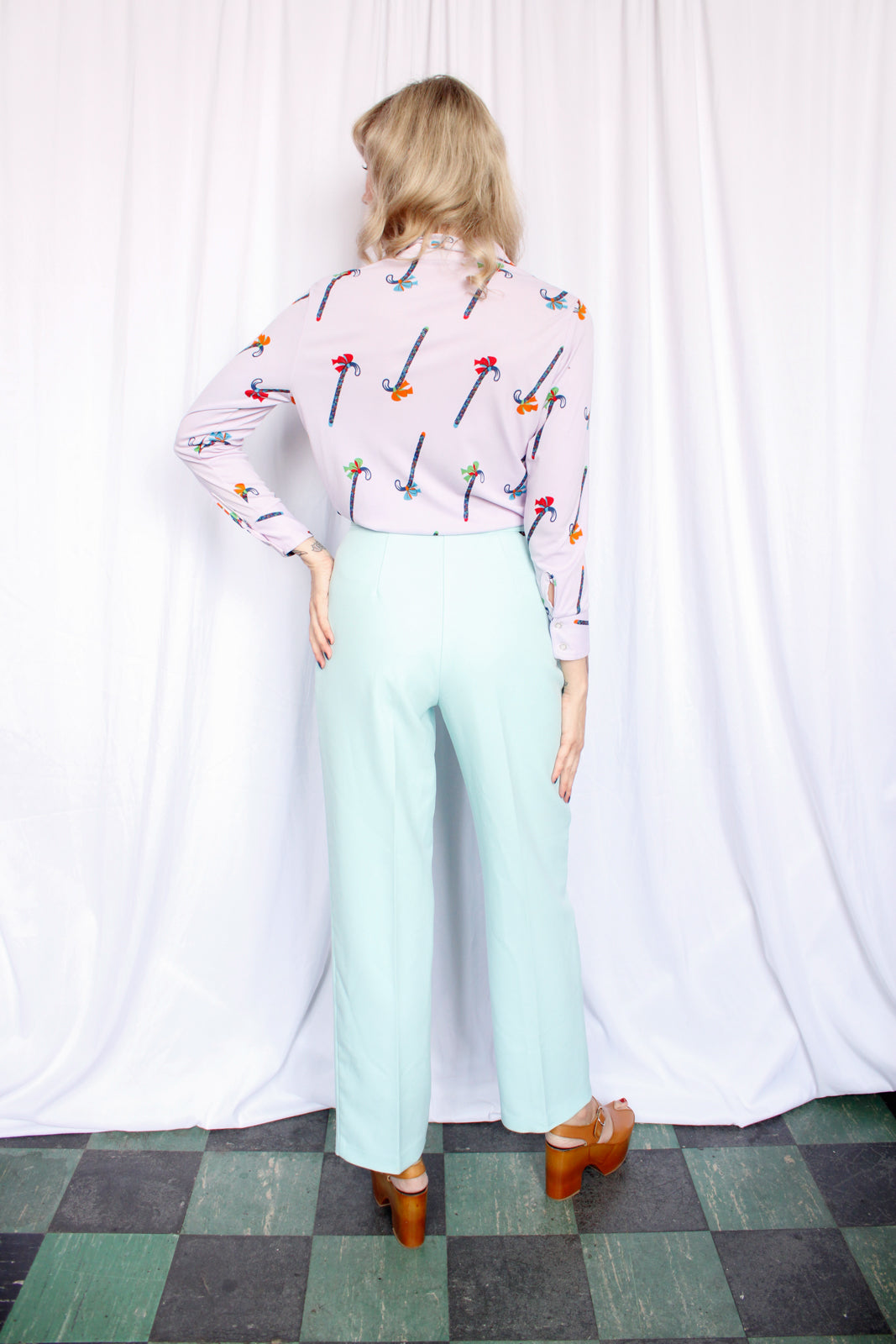 1970s Umbrella Polyester Shirt - Medium