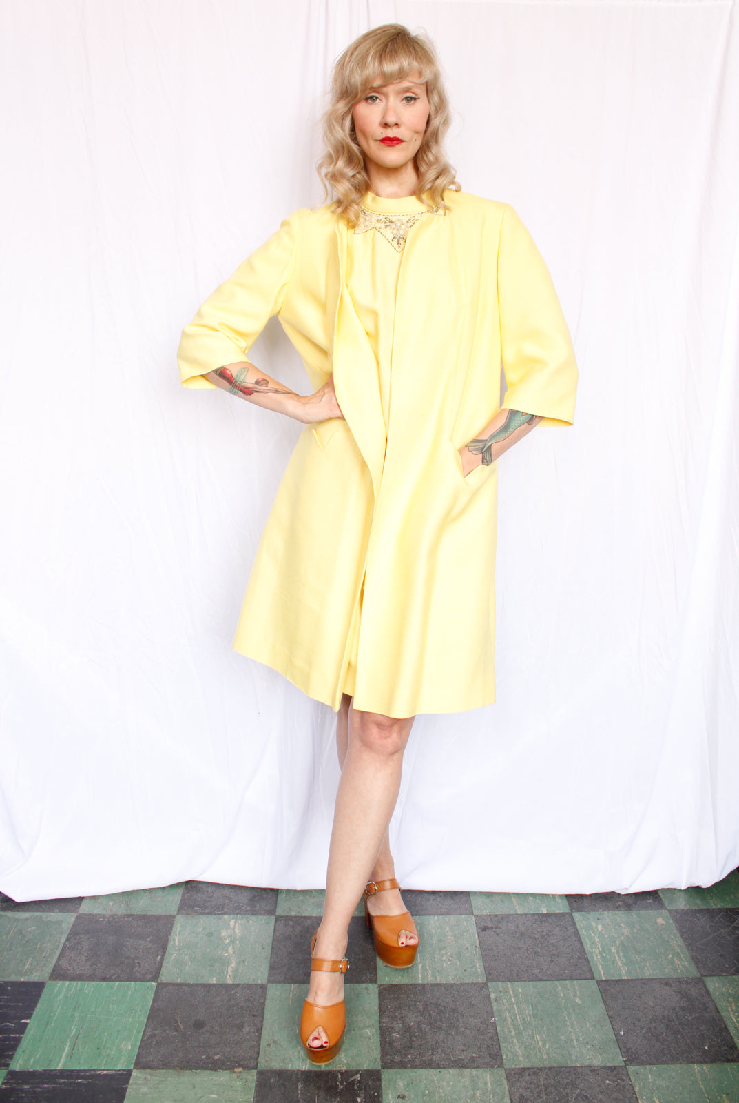 1960s Samuel Grossman Duponi Silk Dress & Jacket - Large