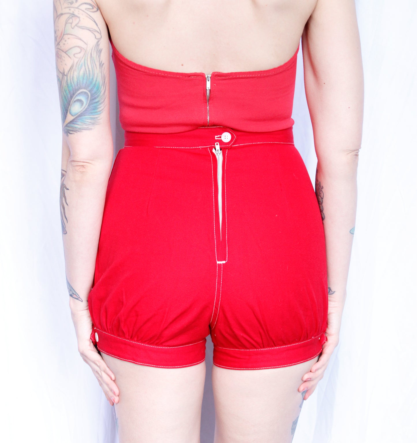 1950s White Stag Red Cotton Shorts - 27" waist