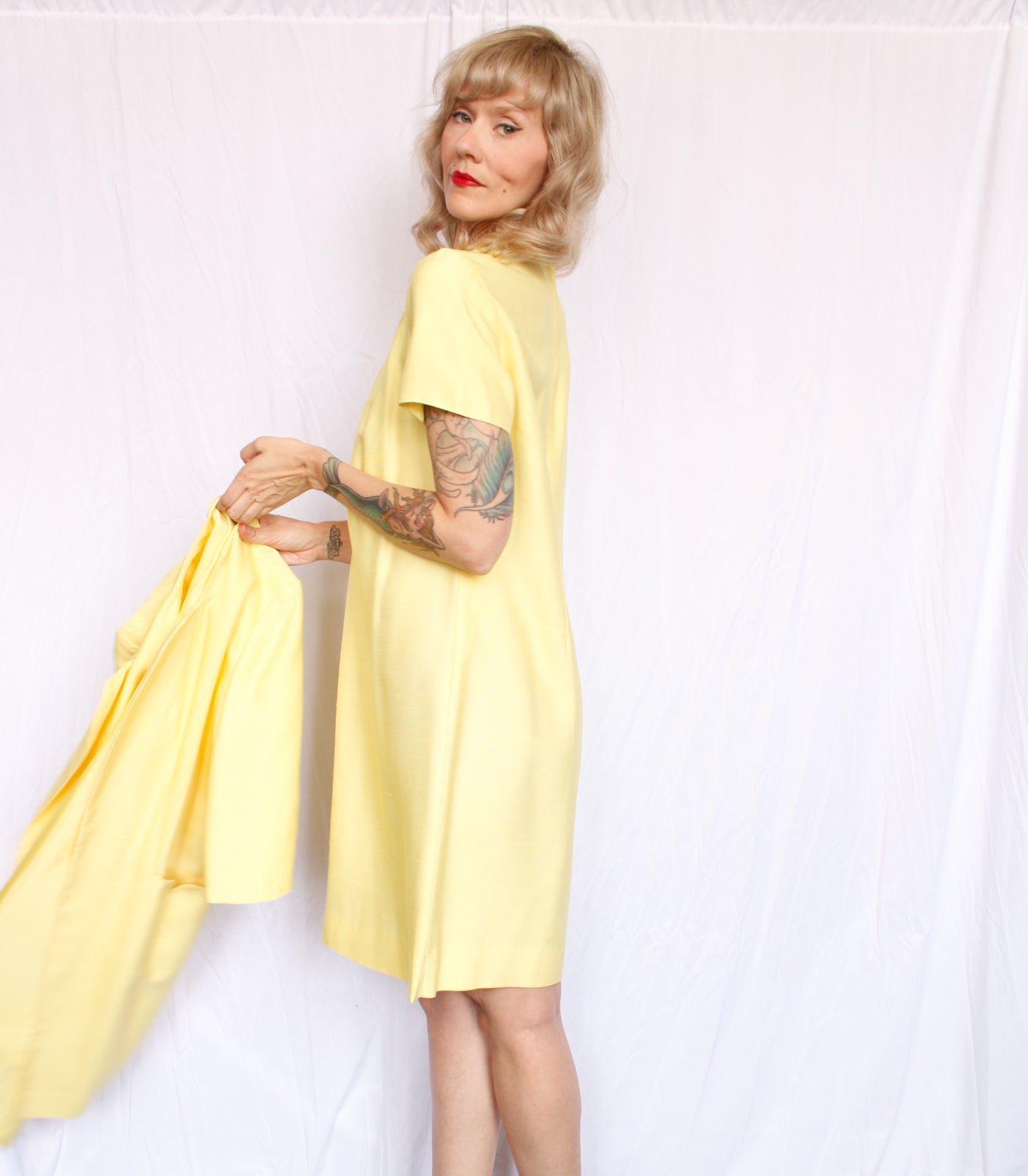 1960s Samuel Grossman Duponi Silk Dress & Jacket - Large