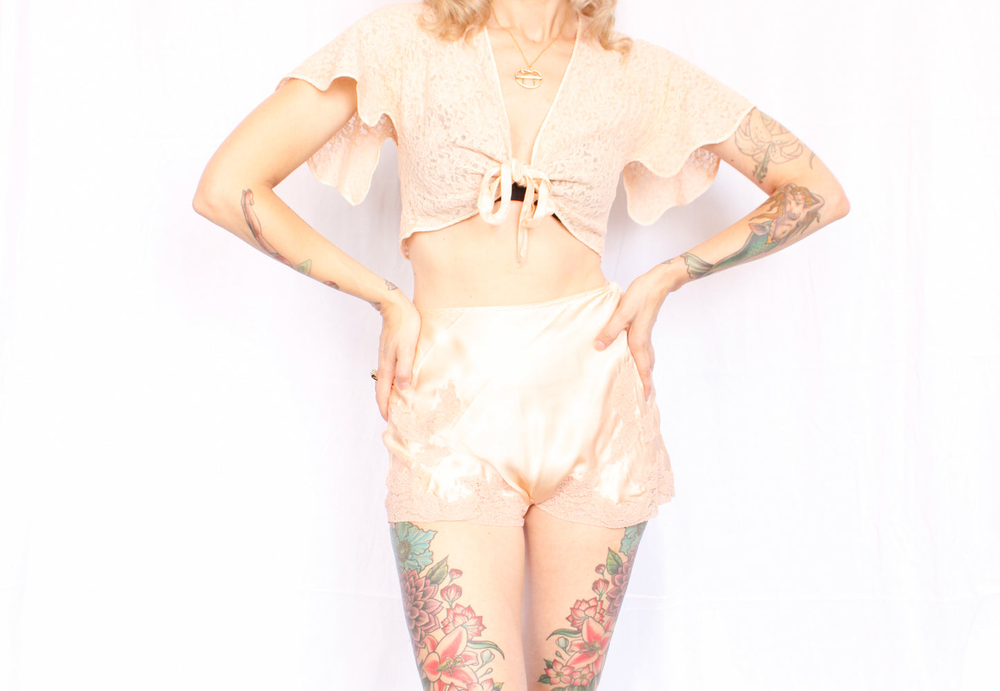 1930s Silk & Lace Tap Shorts - 26"