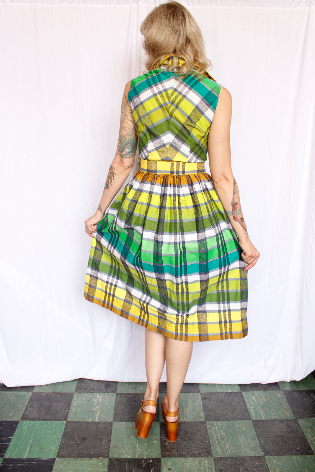 1950s Toni Todd Colorful Plaid Dress - Small