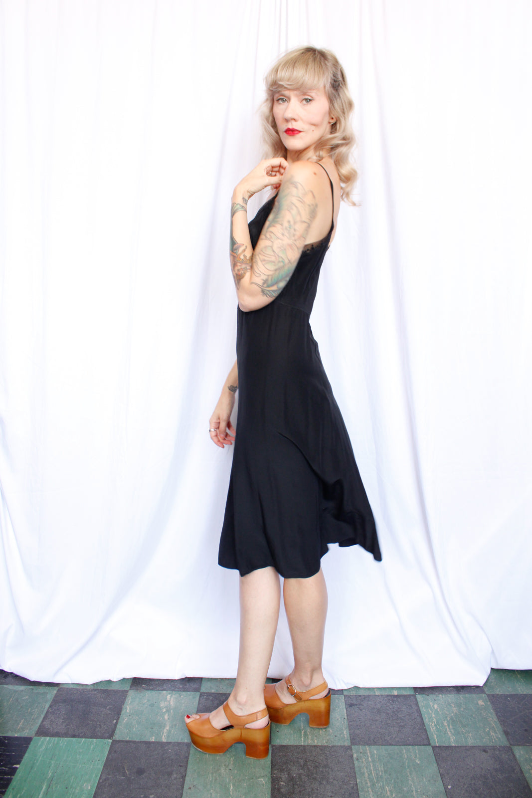 1940s Barbazón Rayon Black Slip - Small