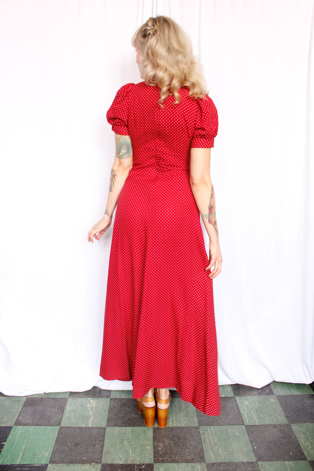 1970s OOPS! Polka Dot Maxi Dress - S/M