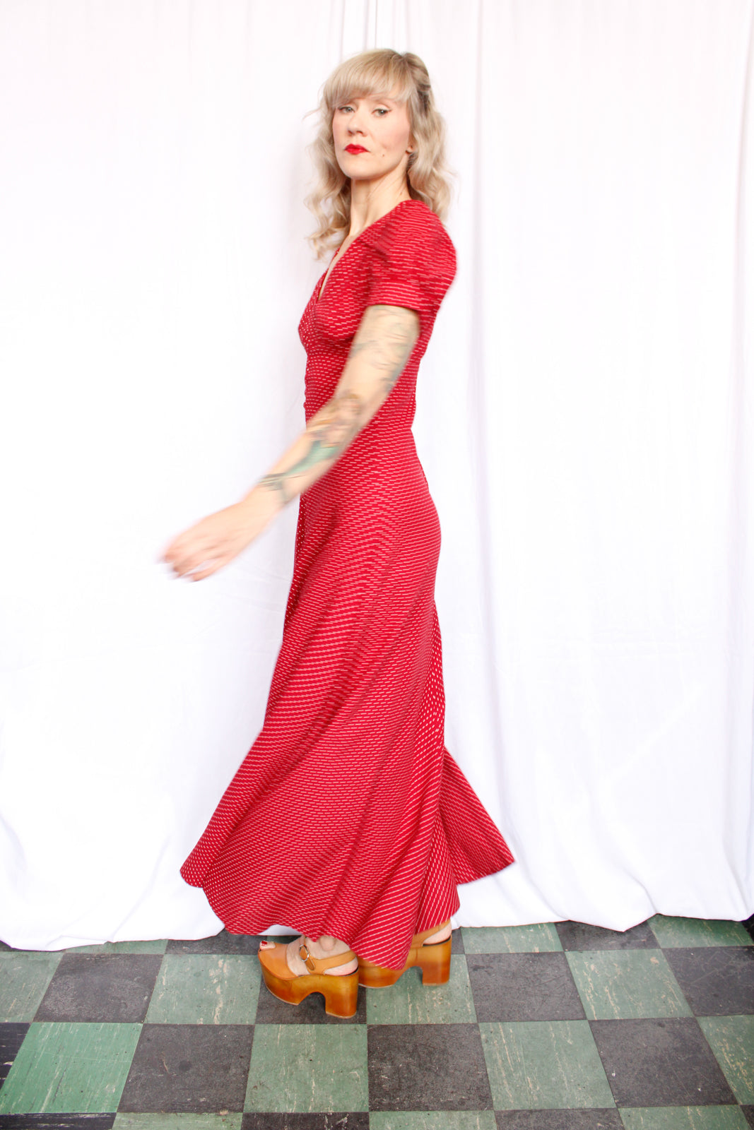 1970s OOPS! Polka Dot Maxi Dress - S/M