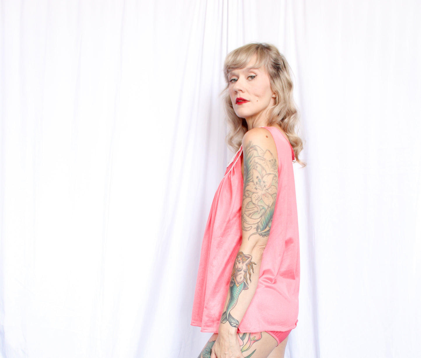 1960s Pretty Pink Pajama Short Set - S/M