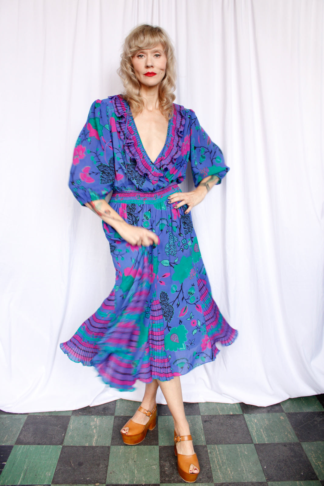 1980s Assorti by Susan Freis Vibrant Print Dress - XXL