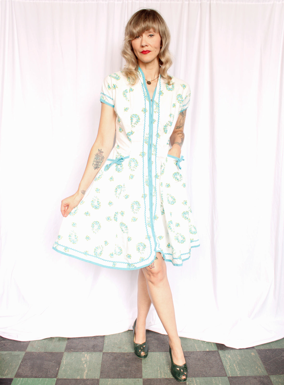 1950s Valley Frocks Cotton Dress - Medium
