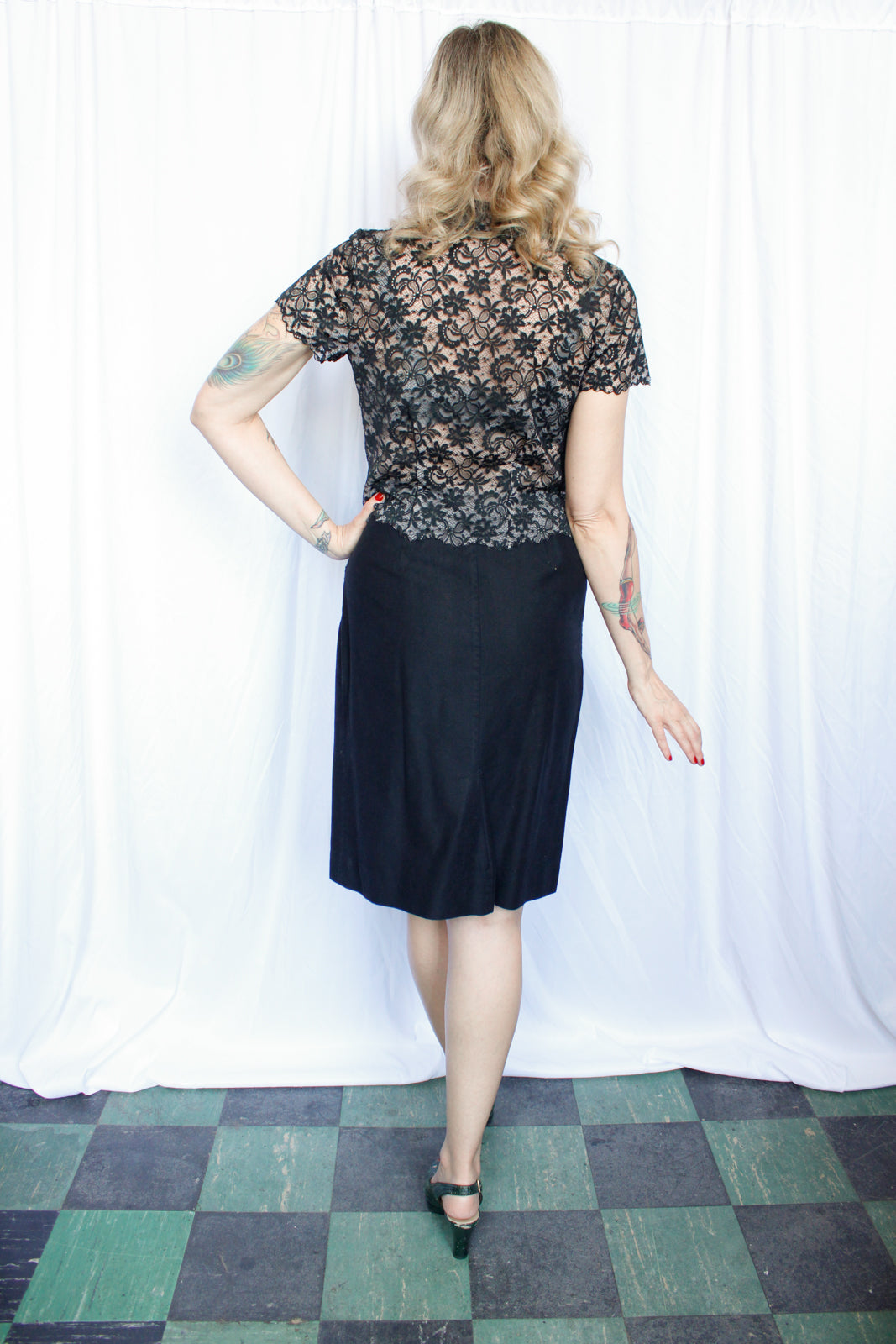 1950s Illusion Lace "Blouse de Jour" Blouse - Xsmall
