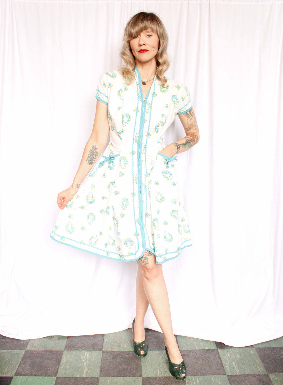 1950s Valley Frocks Cotton Dress - Medium
