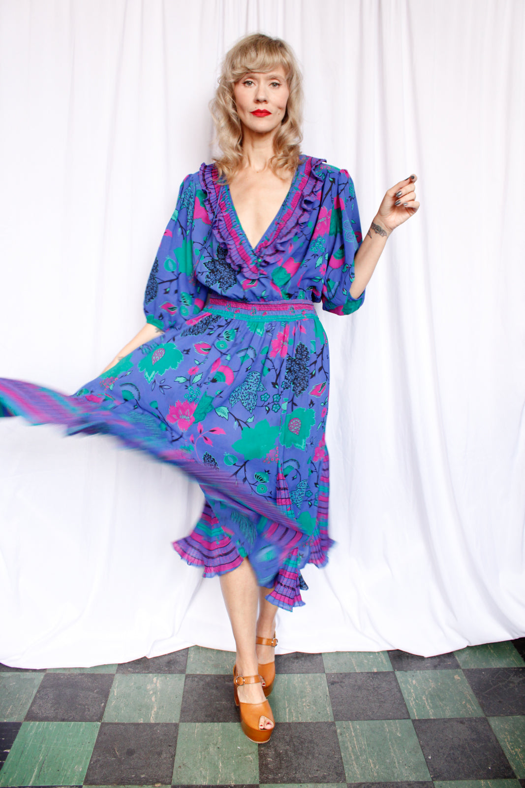 1980s Assorti by Susan Freis Vibrant Print Dress - XXL