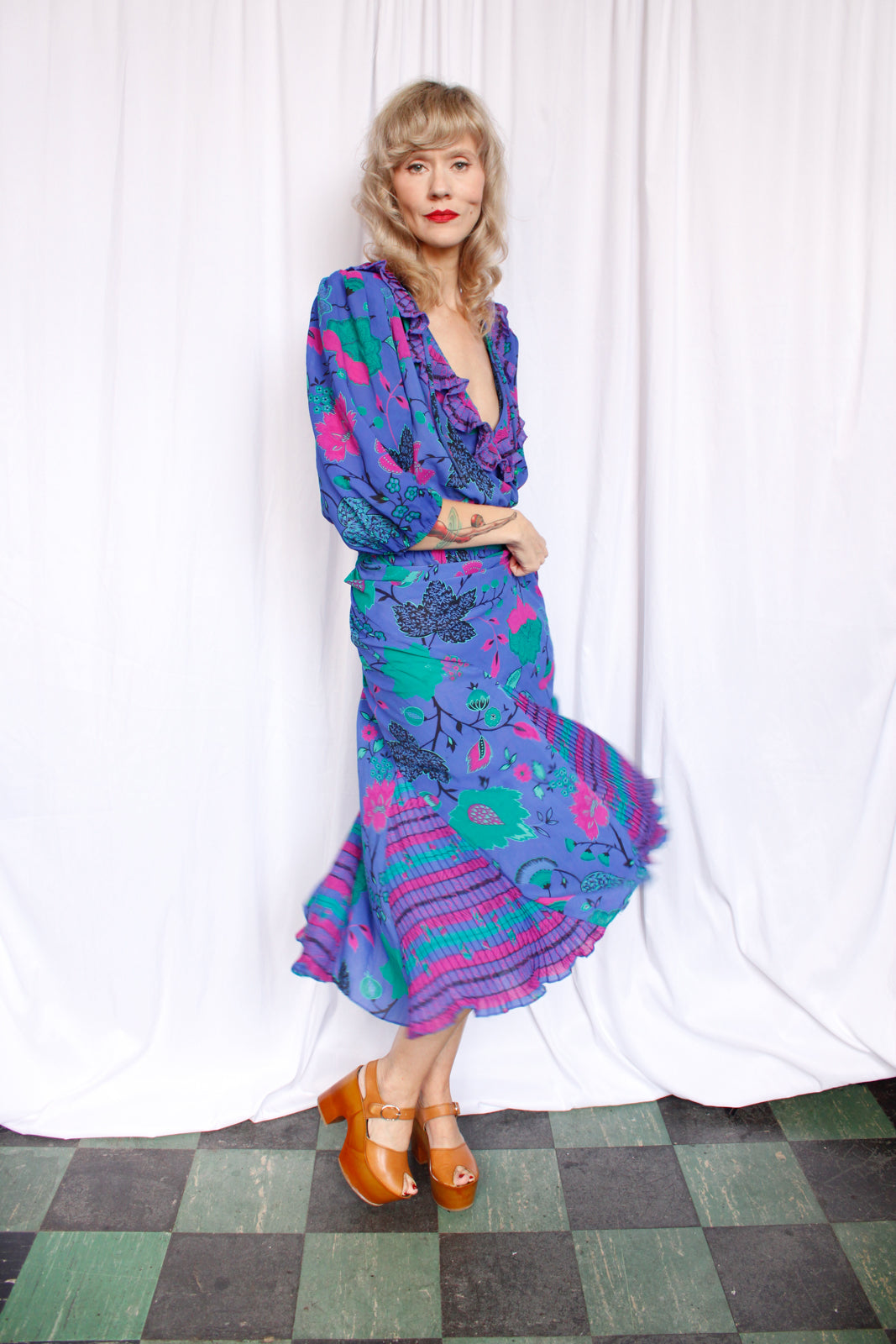 1980s Assorti by Susan Freis Vibrant Print Dress - XXL
