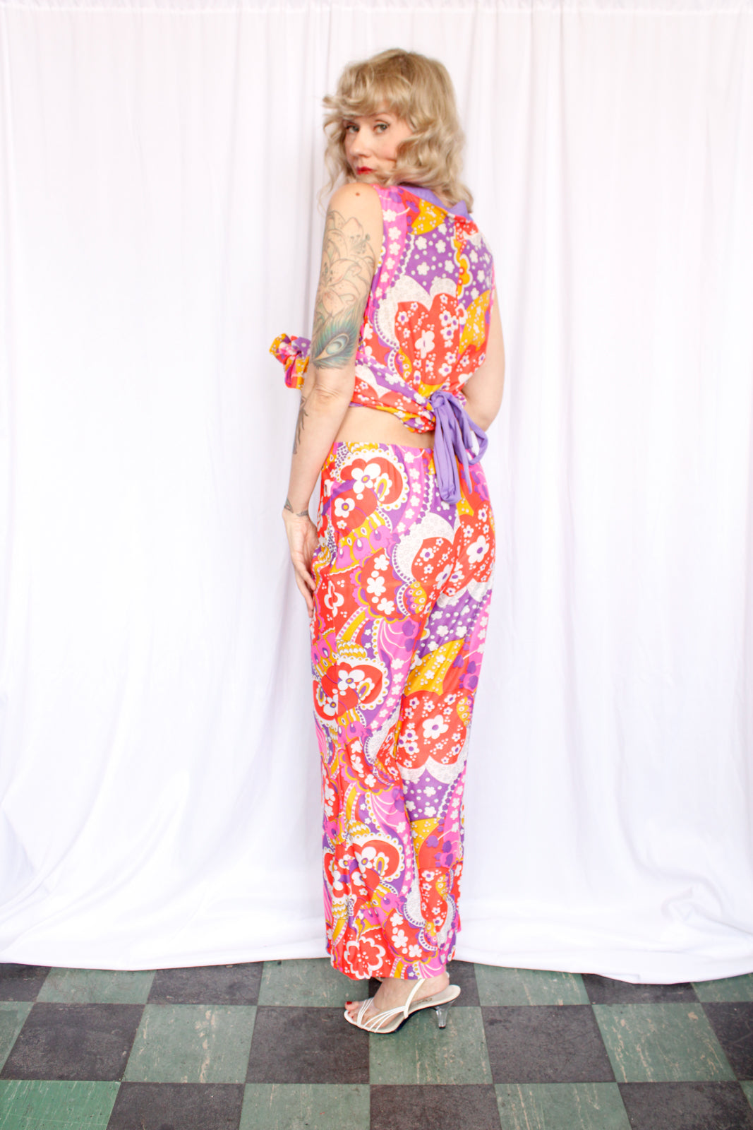 1970s OOPs! Psychedelic Print Mini Dress & Pant Set - Medium
