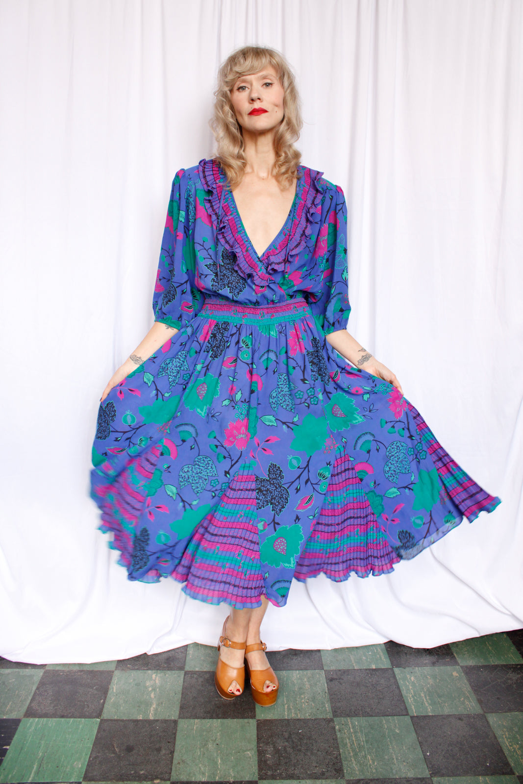 1980s Assorti by Susan Freis Vibrant Print Dress - XXL