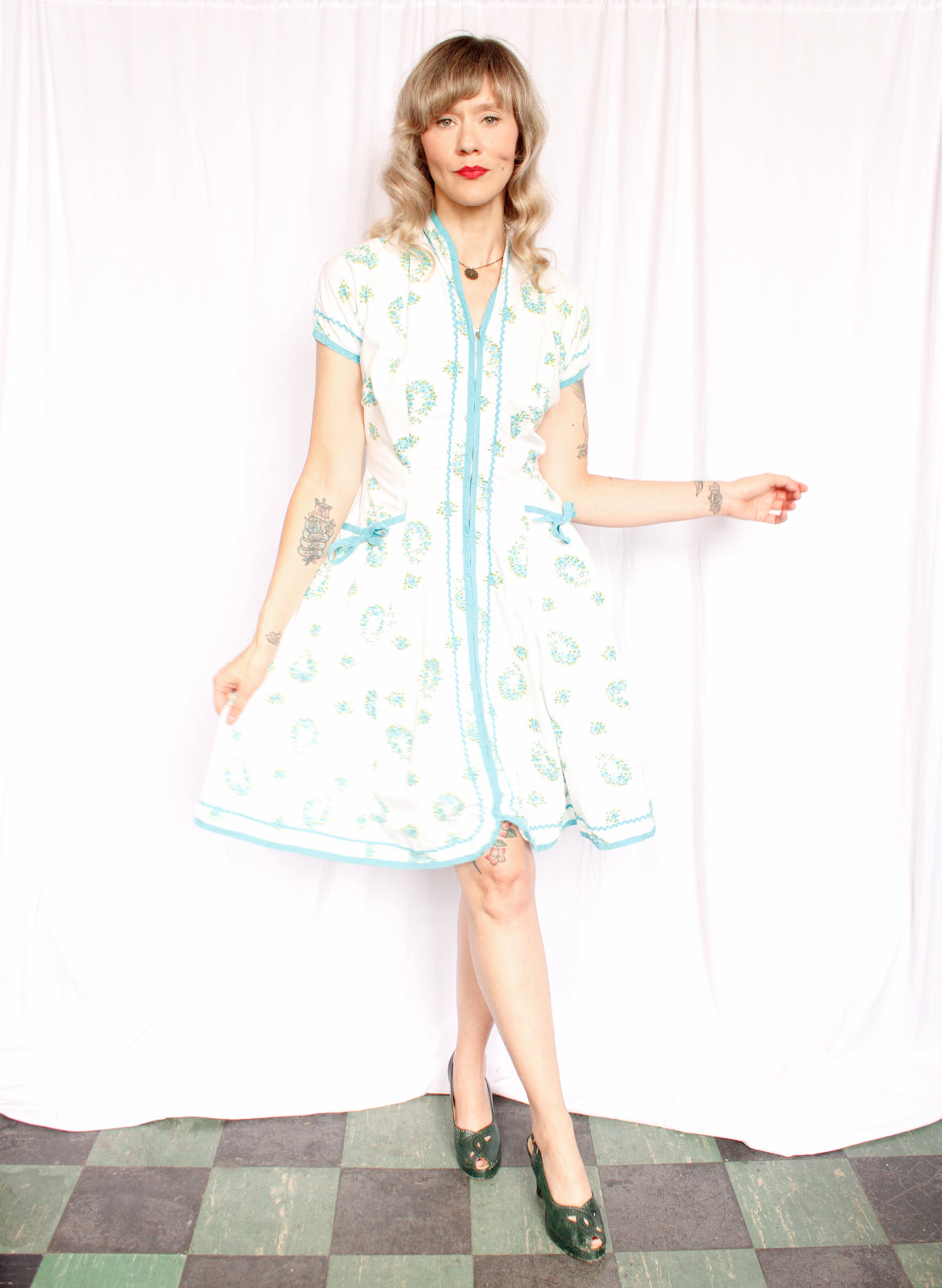 1950s Valley Frocks Cotton Dress - Medium