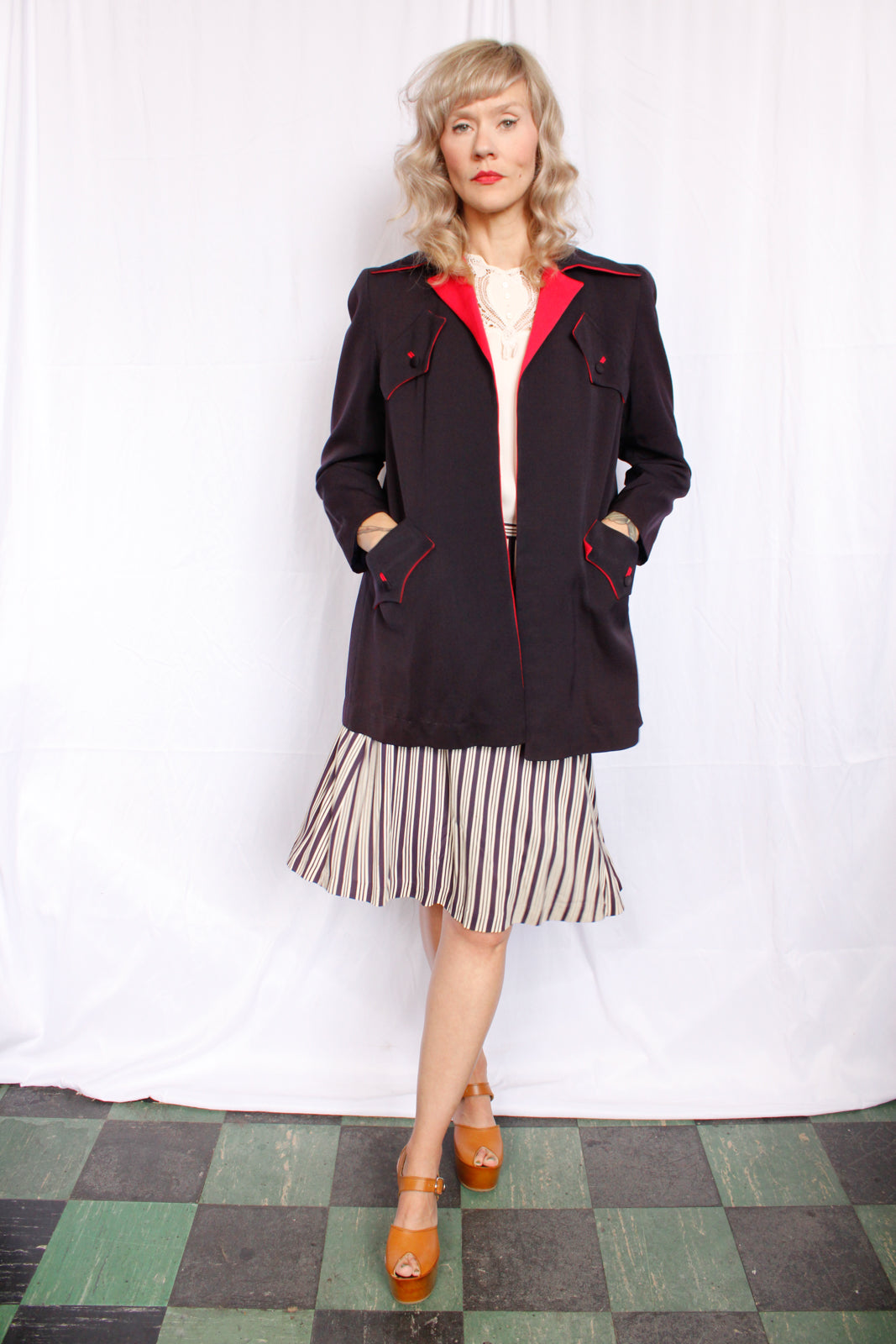 1940s Monarch Gabardine Wool Swing Jacket - M/L