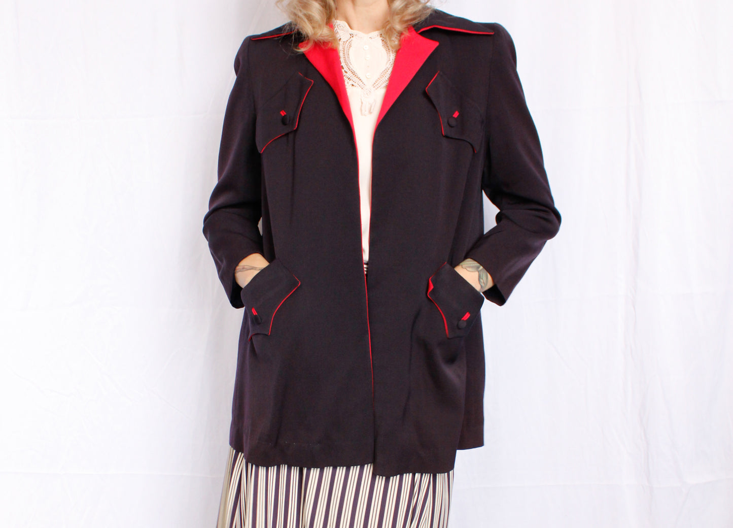 1940s Monarch Gabardine Wool Swing Jacket - M/L