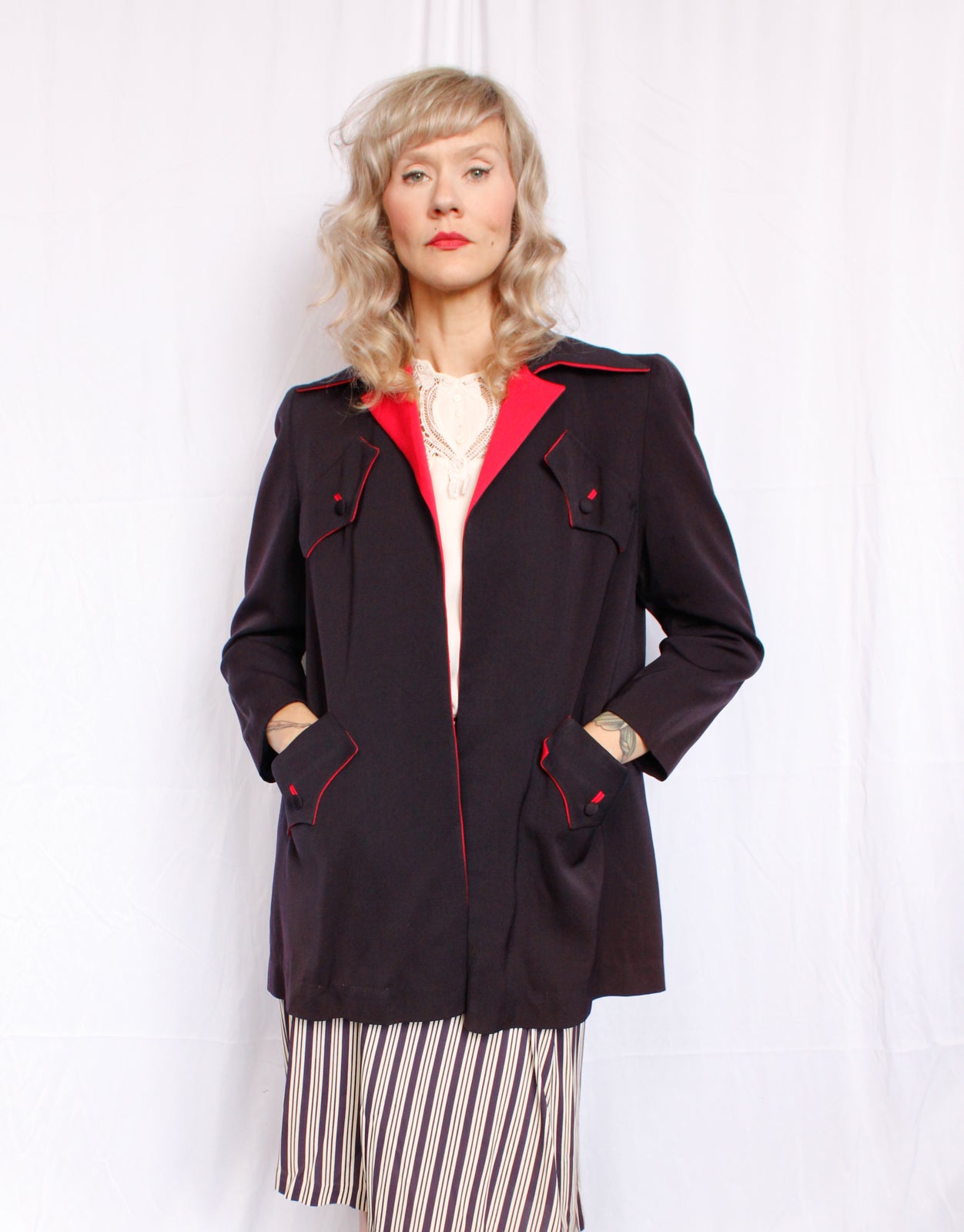 1940s Monarch Gabardine Wool Swing Jacket - M/L