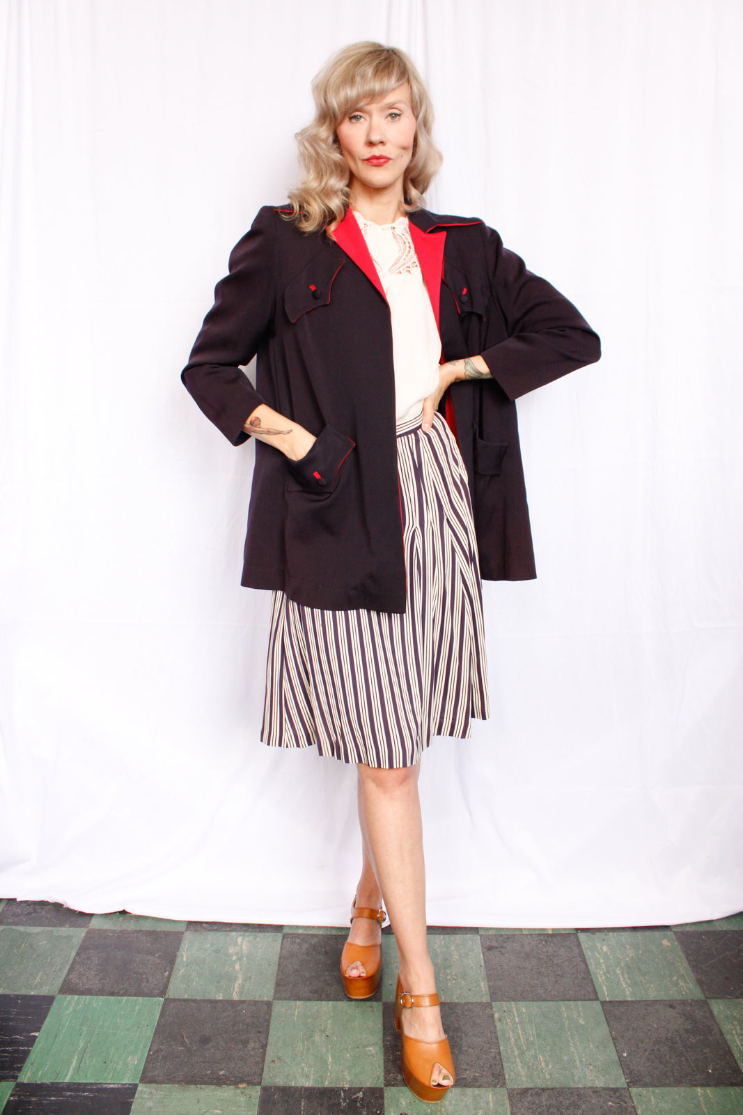 1940s Monarch Gabardine Wool Swing Jacket - M/L