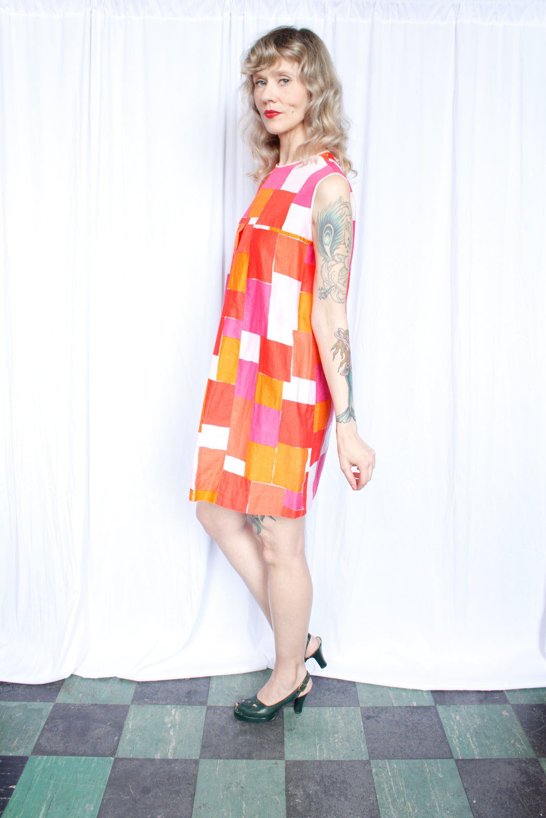 1960s Geometrical Print Tent Dress - S/M