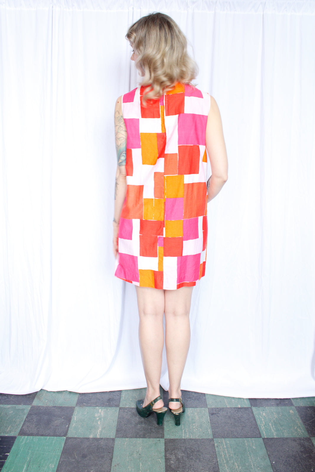 1960s Geometrical Print Tent Dress - S/M