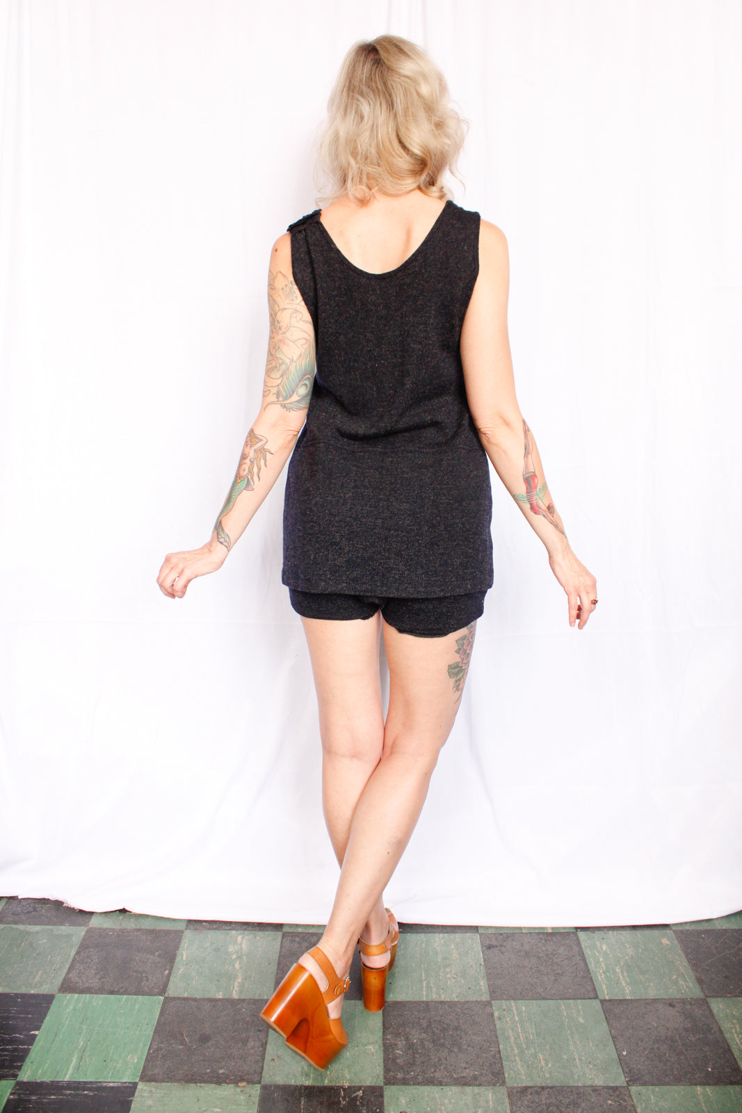 1920s Bradley Knitwear One Piece Wool Bathing Suit - Large