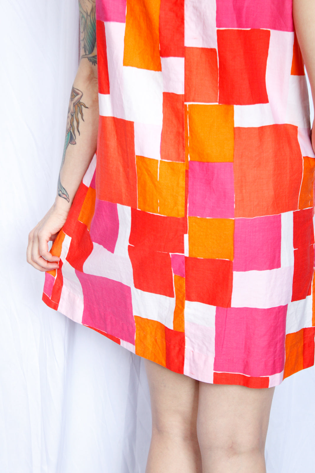1960s Geometrical Print Tent Dress - S/M