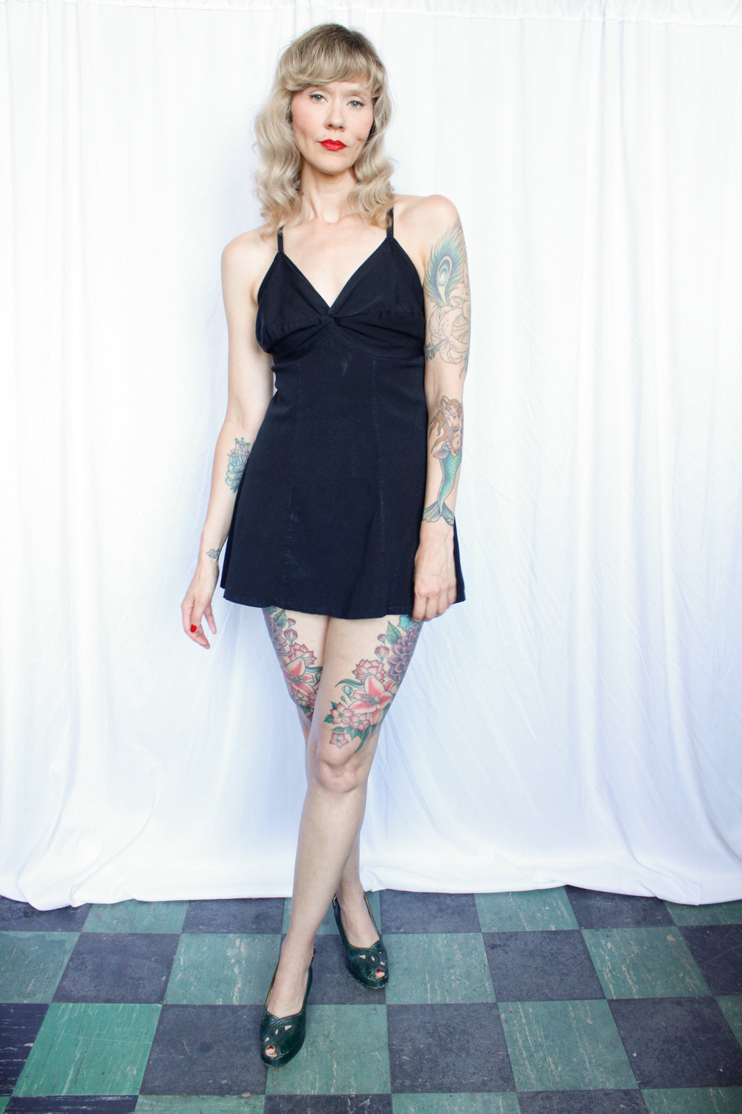 1940s Kerrybrooke Black Playsuit - M/L