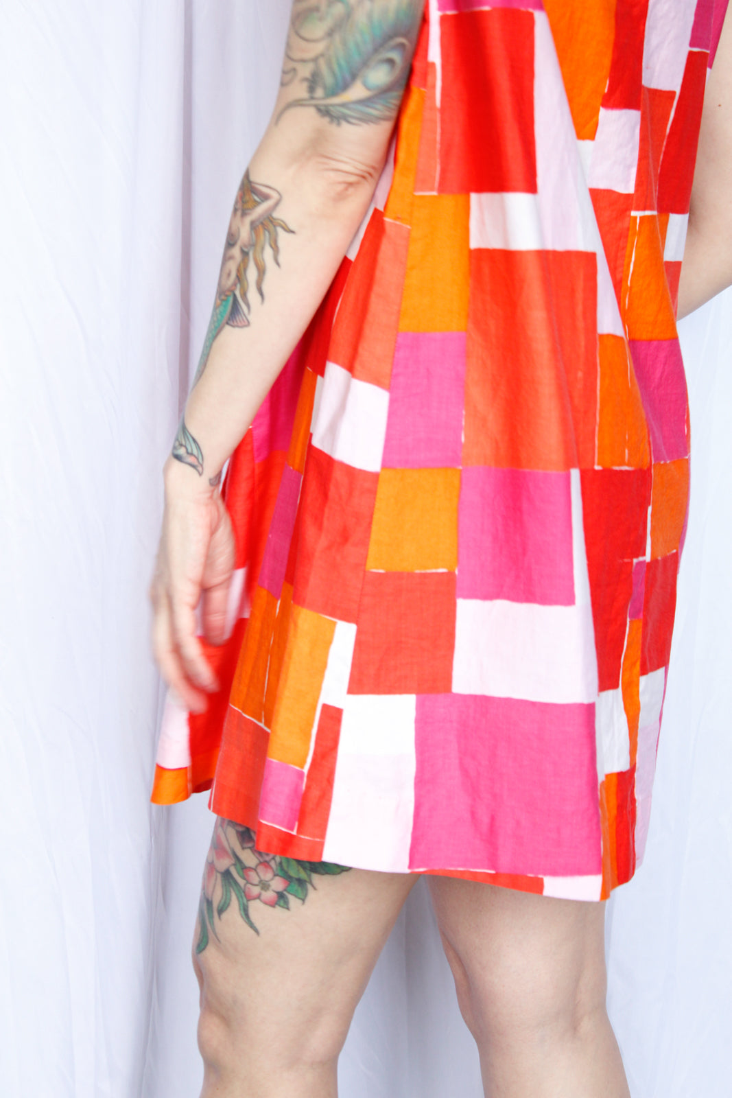 1960s Geometrical Print Tent Dress - S/M