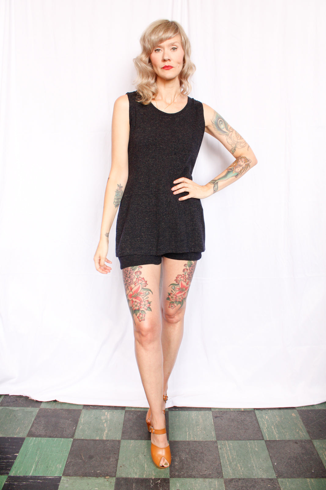 1920s Bradley Knitwear One Piece Wool Bathing Suit - Large