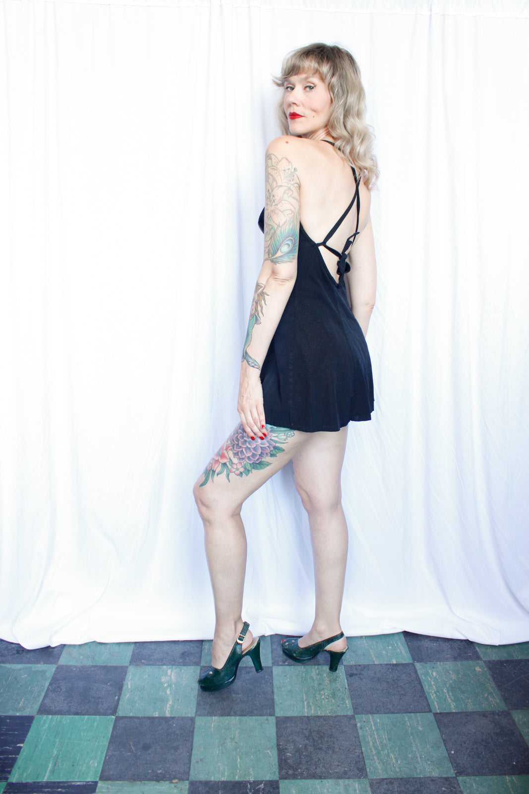 1940s Kerrybrooke Black Playsuit - M/L