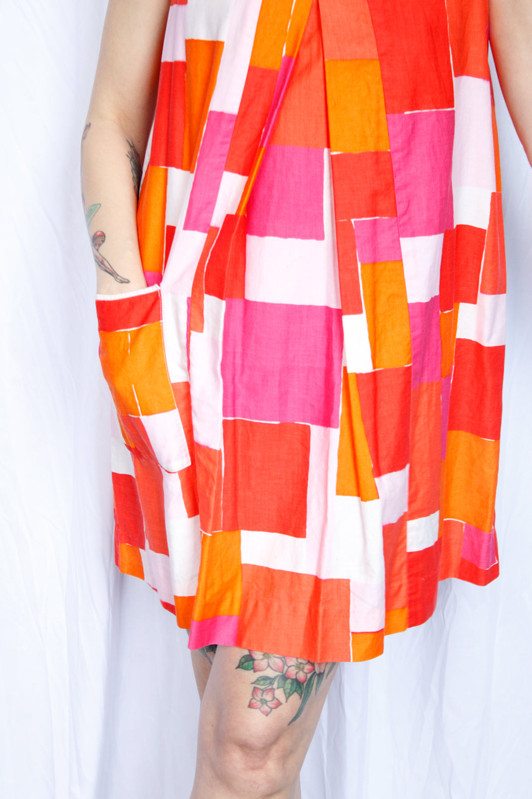 1960s Geometrical Print Tent Dress - S/M
