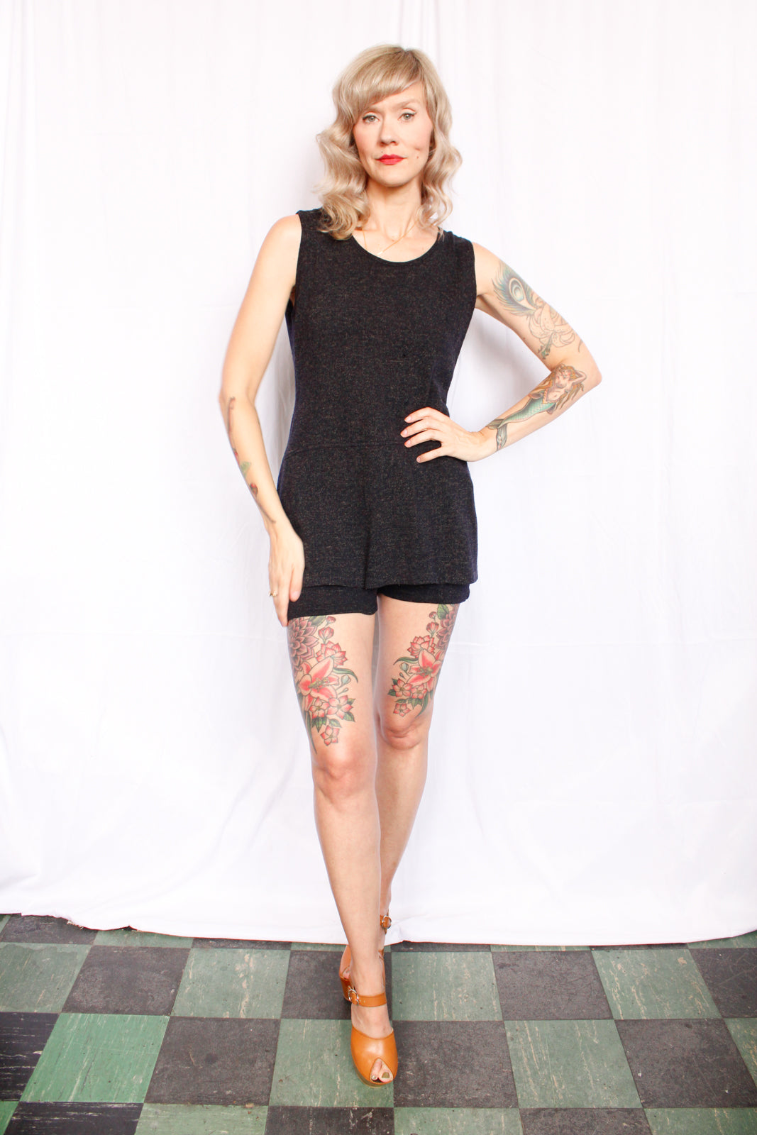 1920s Bradley Knitwear One Piece Wool Bathing Suit - Large