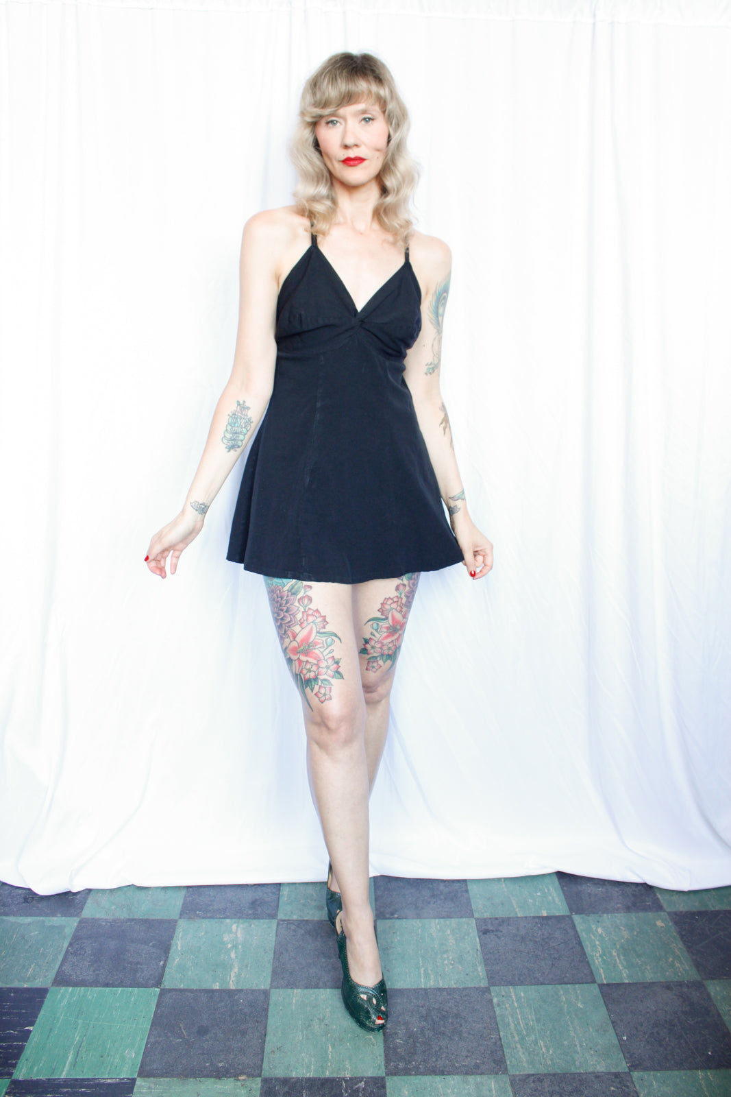 1940s Kerrybrooke Black Playsuit - M/L