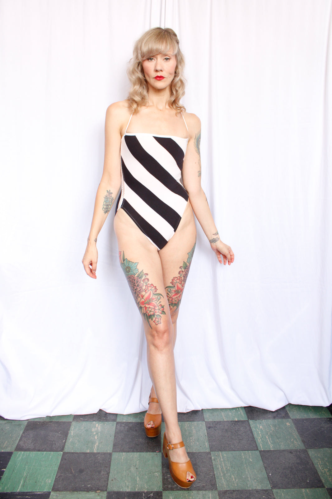 1990s LaBlanca Barbie Stripe Bathing/Body Suit - Small