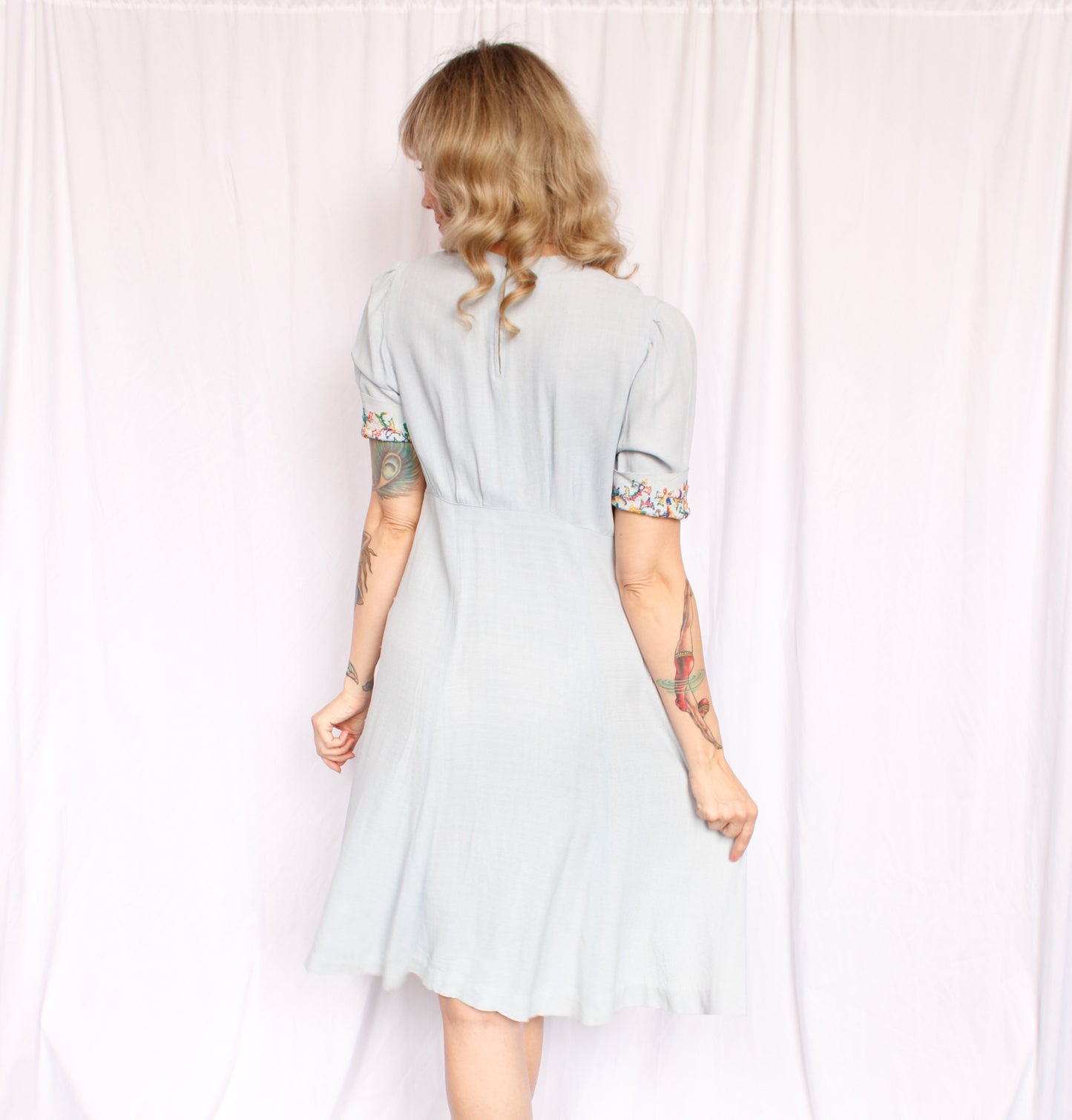 1930s Augusta Sun Embroidered Dress - Large Petite