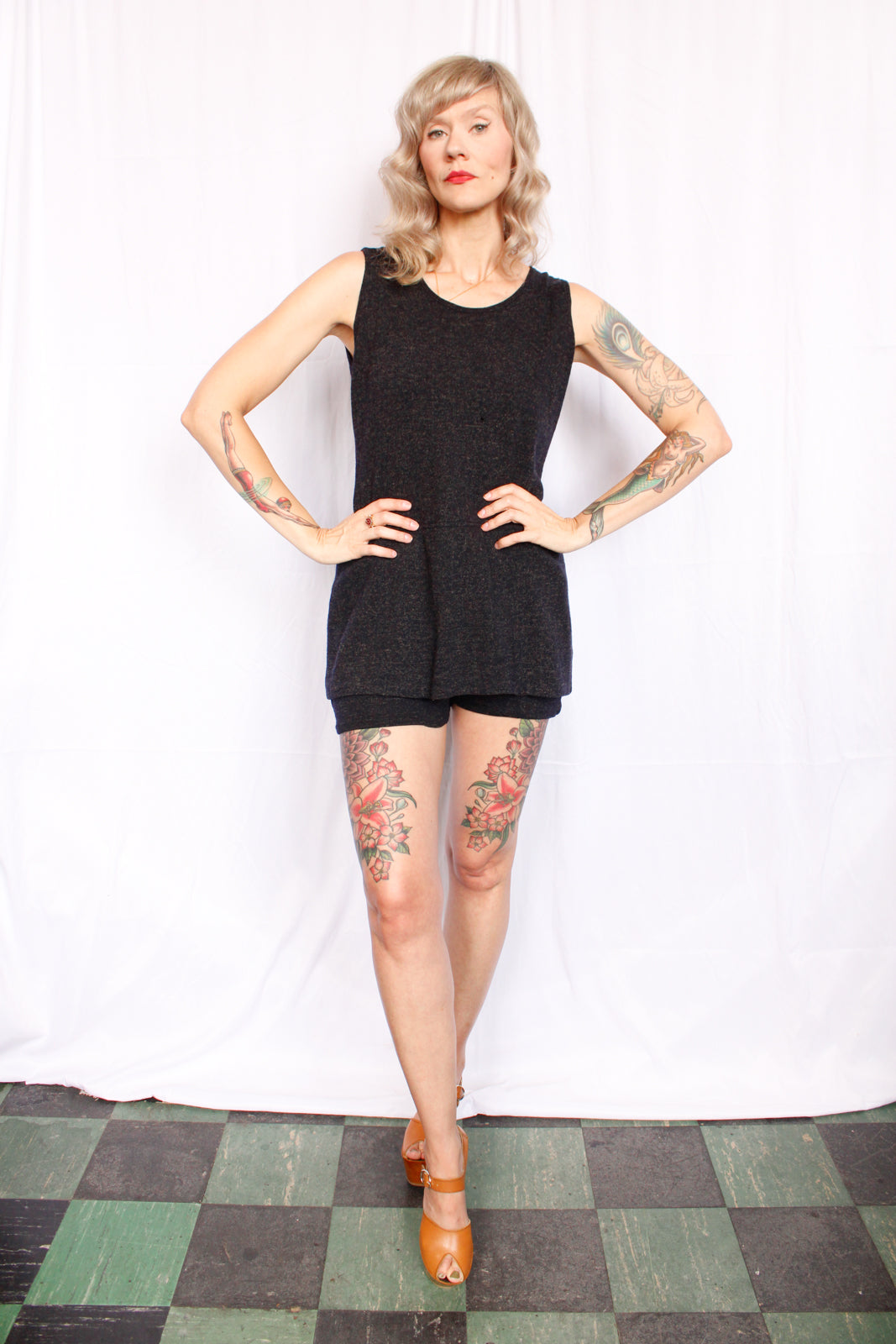 1920s Bradley Knitwear One Piece Wool Bathing Suit - Large