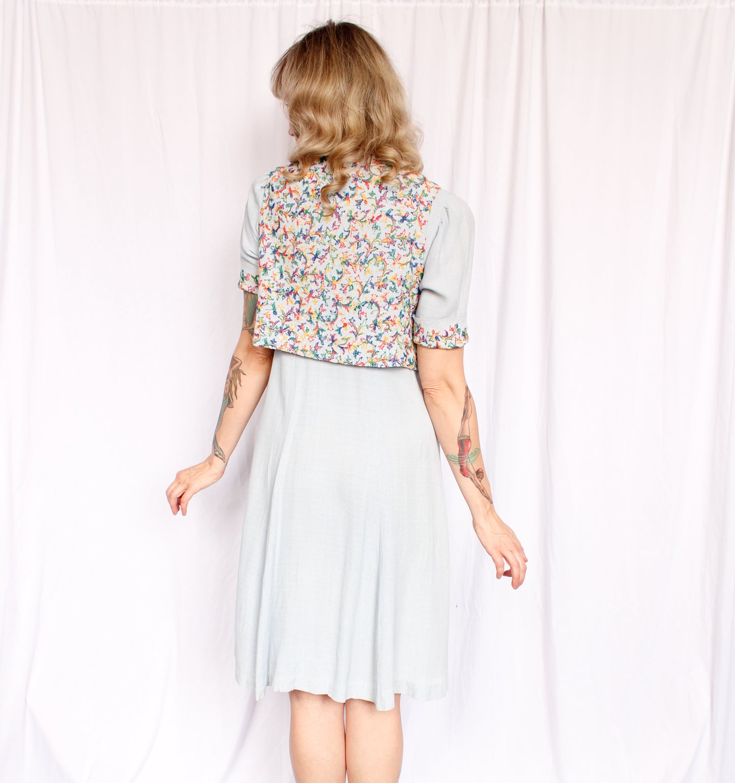 1930s Augusta Sun Embroidered Dress - Large Petite