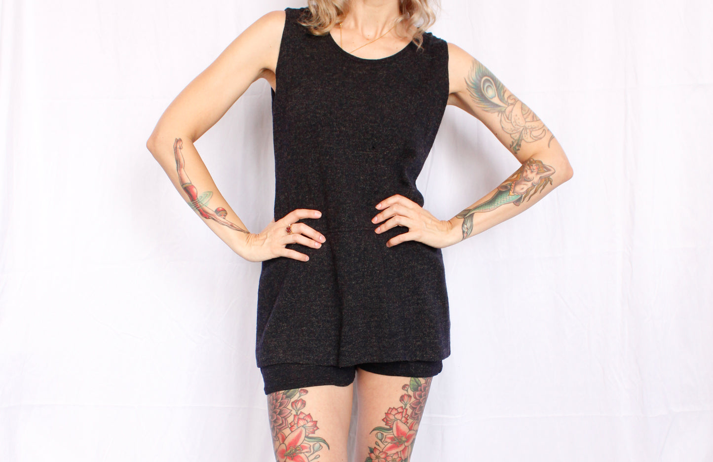 1920s Bradley Knitwear One Piece Wool Bathing Suit - Large