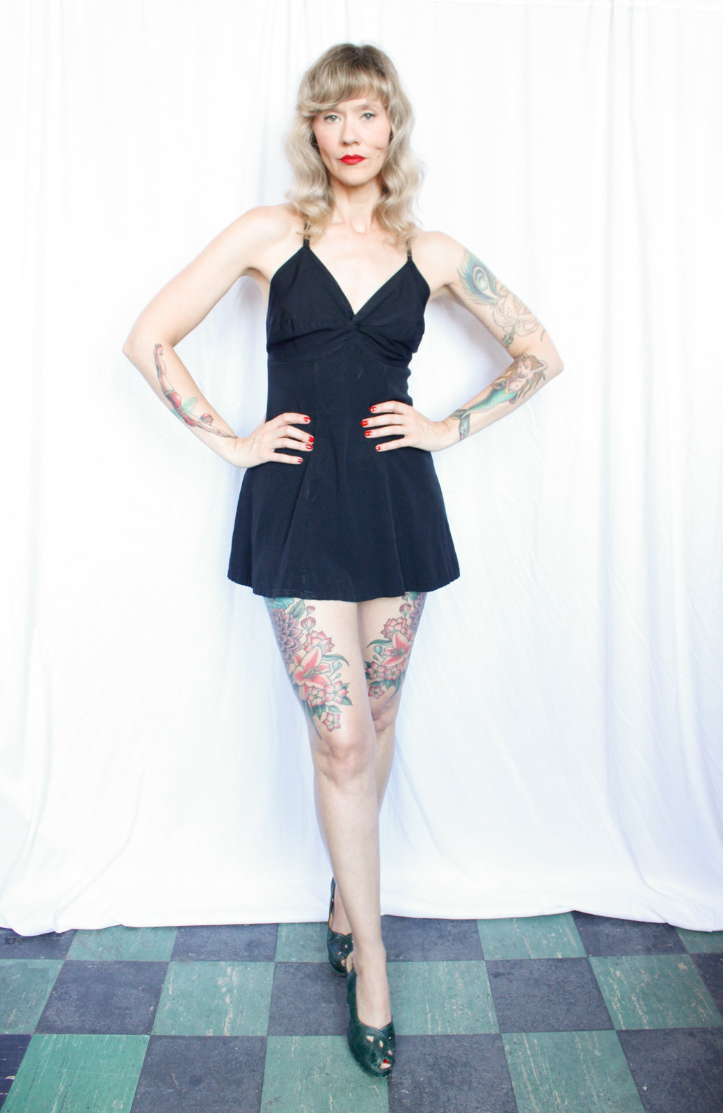 1940s Kerrybrooke Black Playsuit - M/L