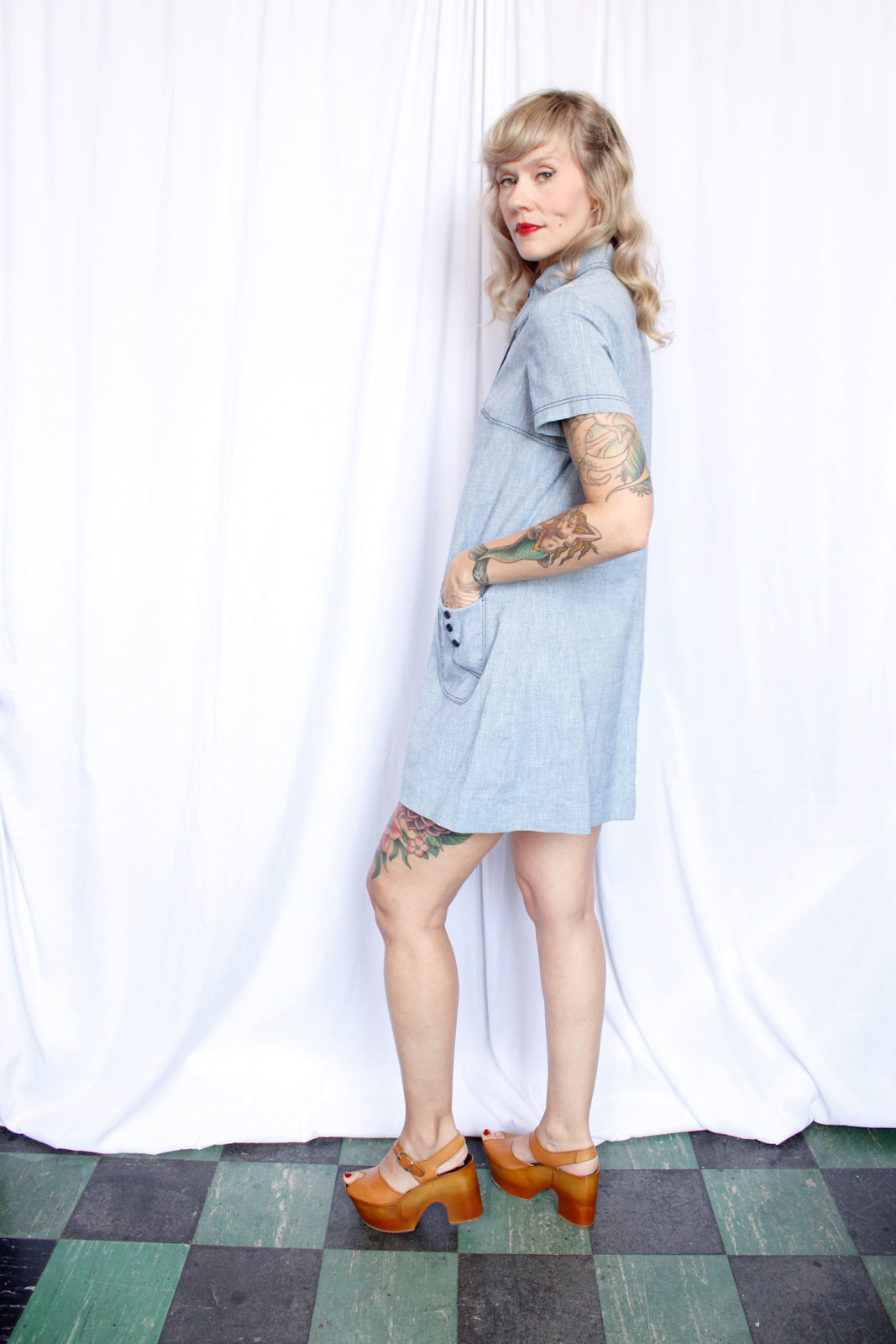 1970s Joyce 2pc Mini Dress & Bell Bottom Pant - Medium