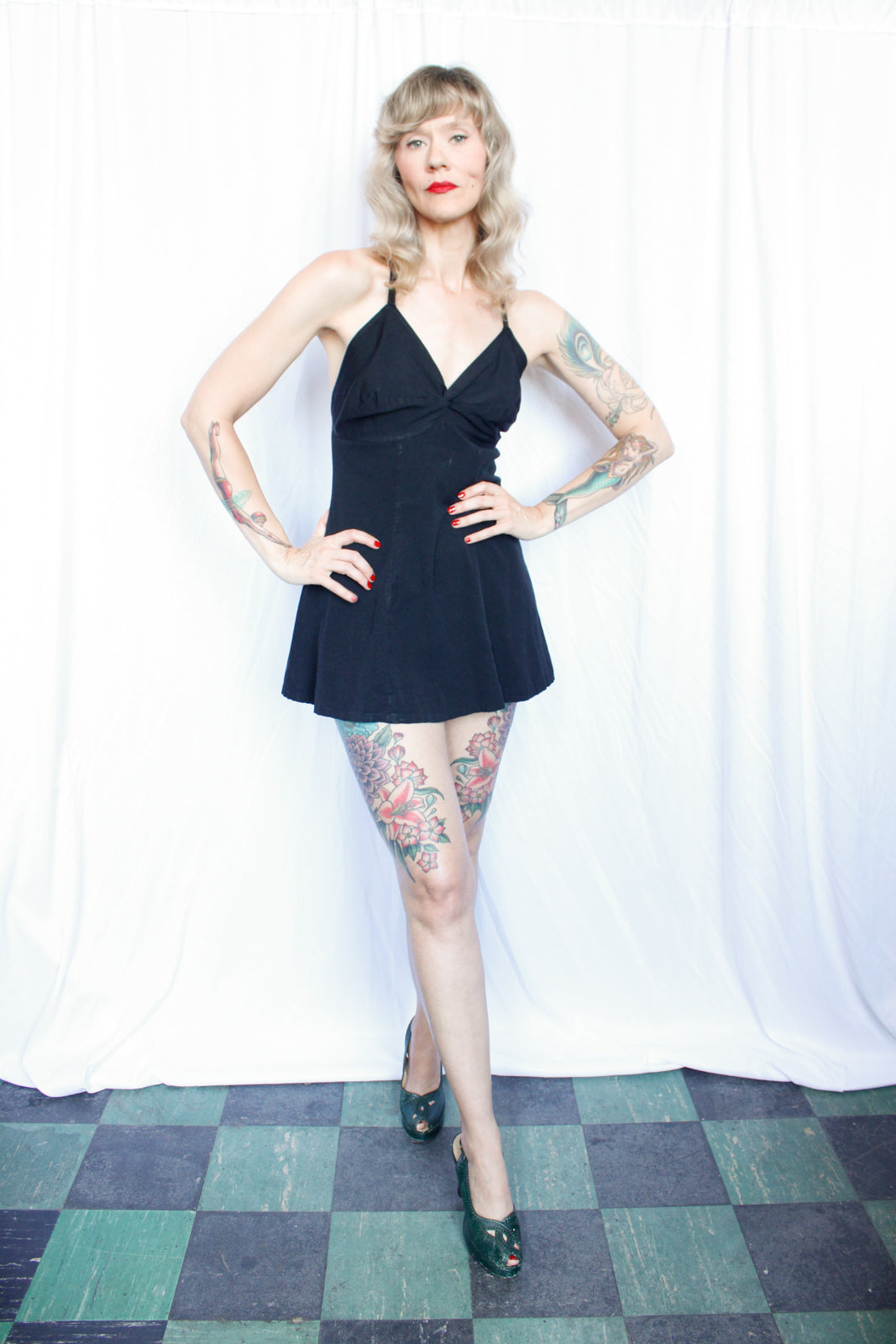 1940s Kerrybrooke Black Playsuit - M/L