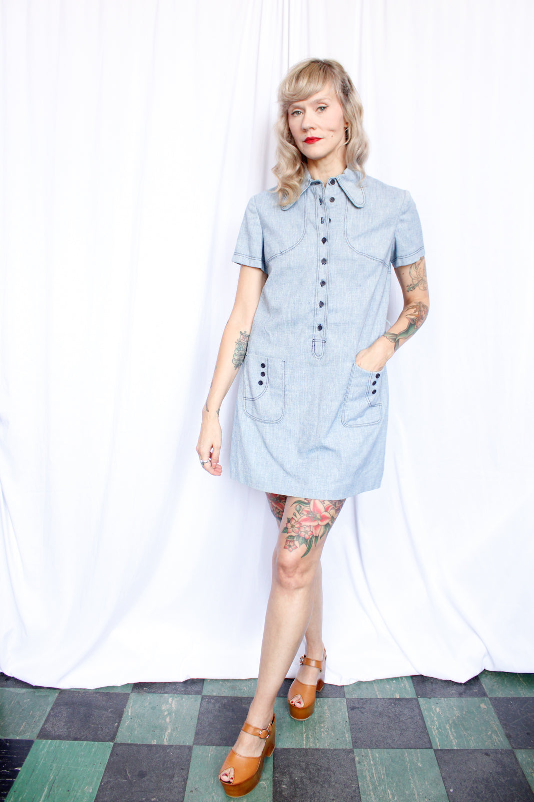 1970s Joyce 2pc Mini Dress & Bell Bottom Pant - Medium