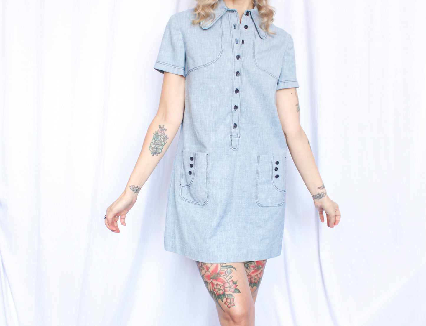 1970s Joyce 2pc Mini Dress & Bell Bottom Pant - Medium