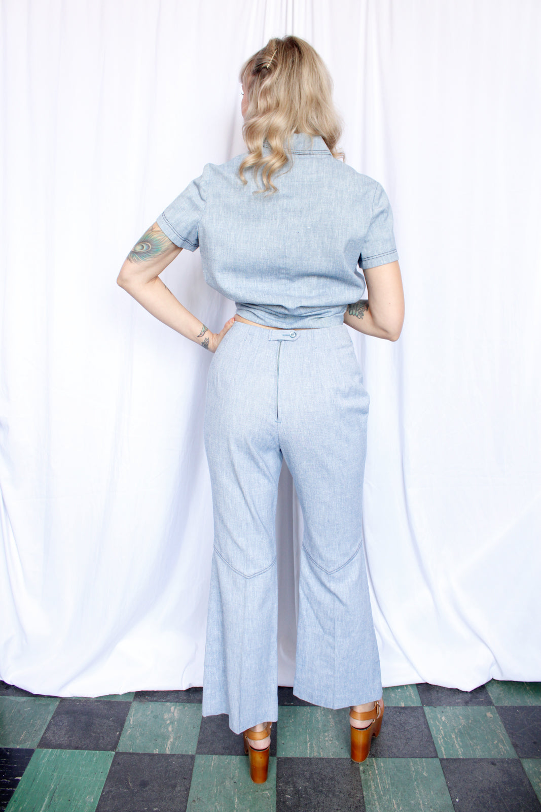 1970s Joyce 2pc Mini Dress & Bell Bottom Pant - Medium
