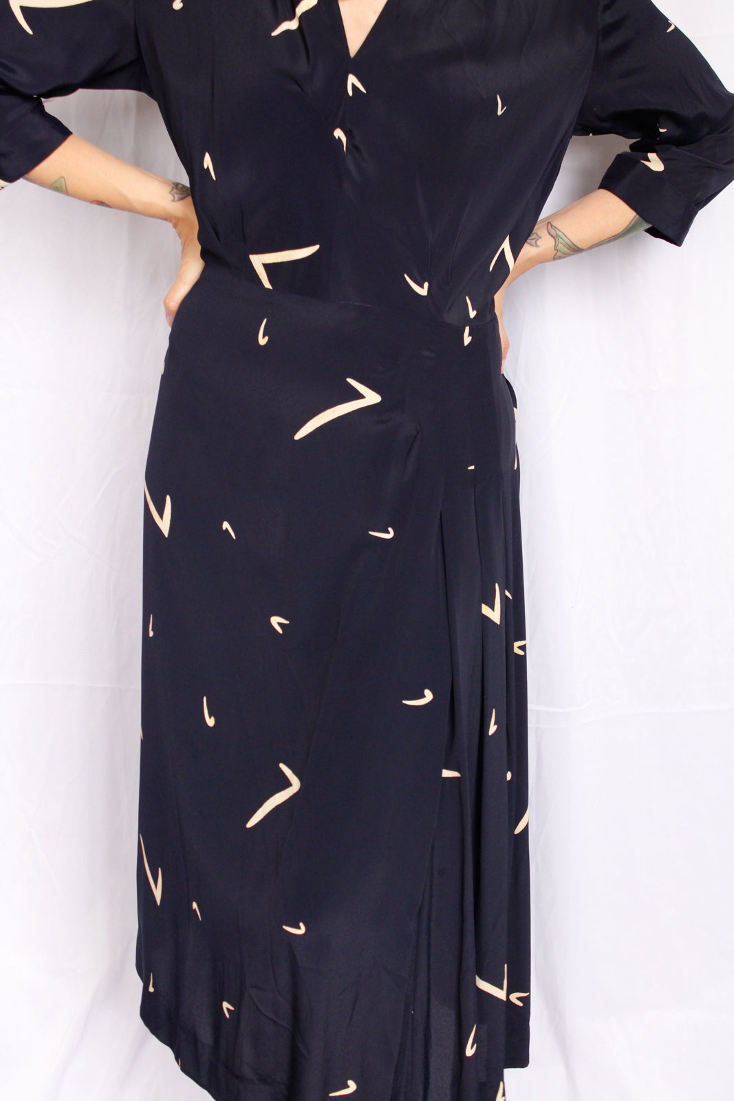 1940s Boomerang Printed Rayon Dress - Large