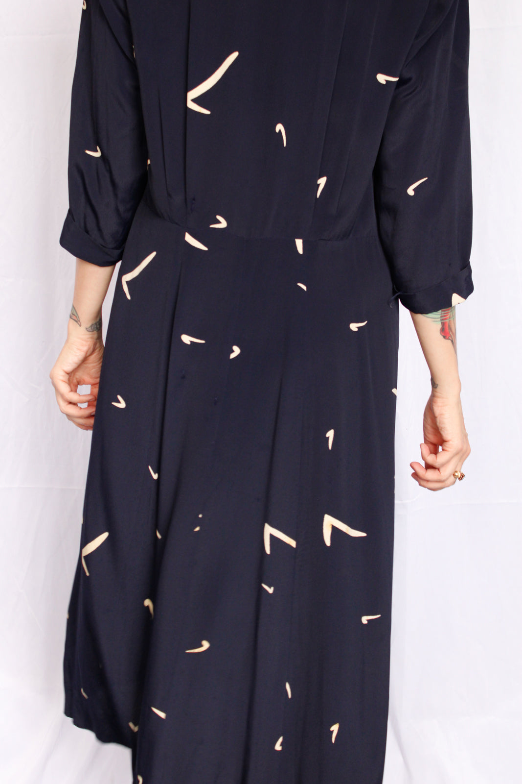 1940s Boomerang Printed Rayon Dress - Large