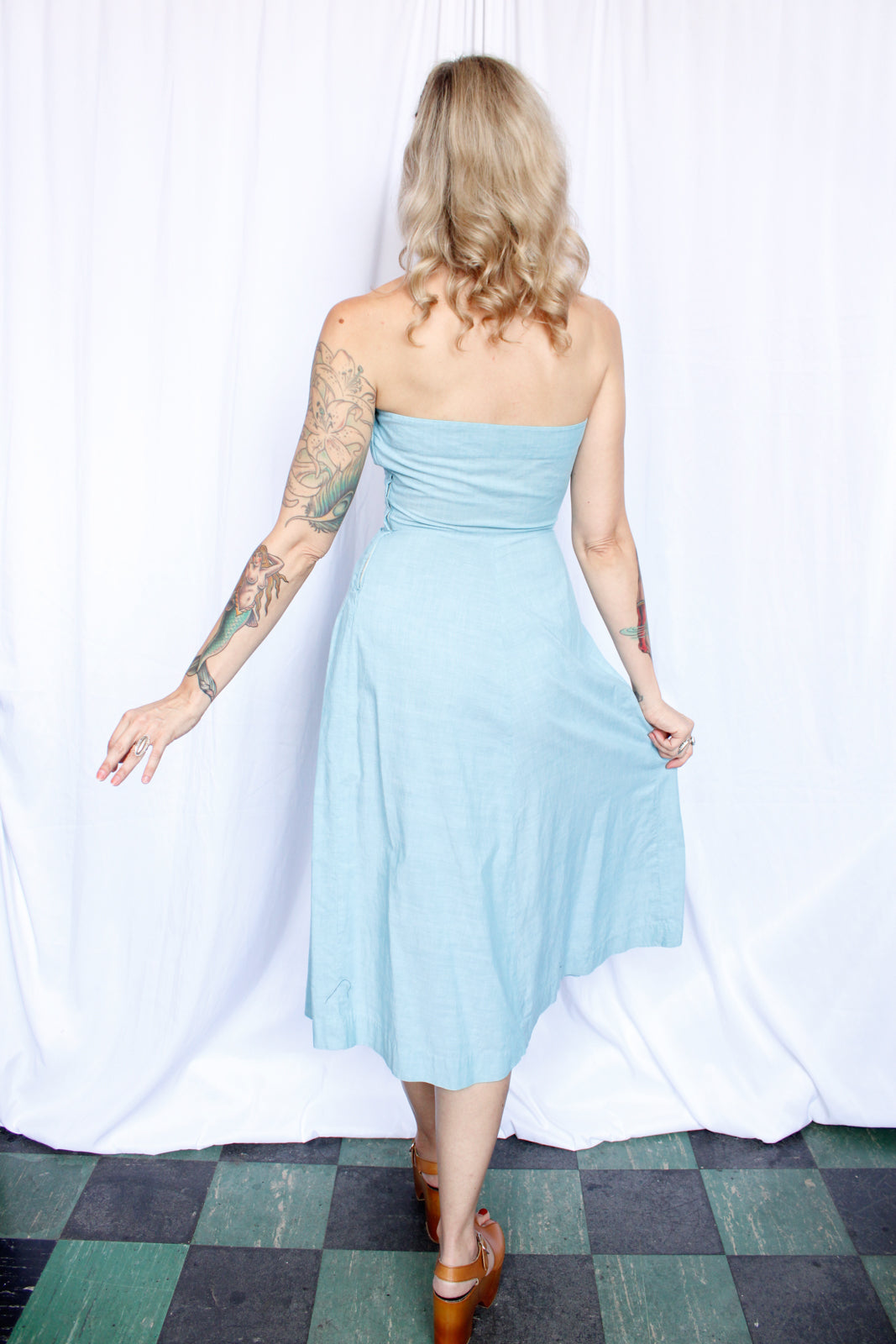 1950s Tuxedo Halter Dress - Small